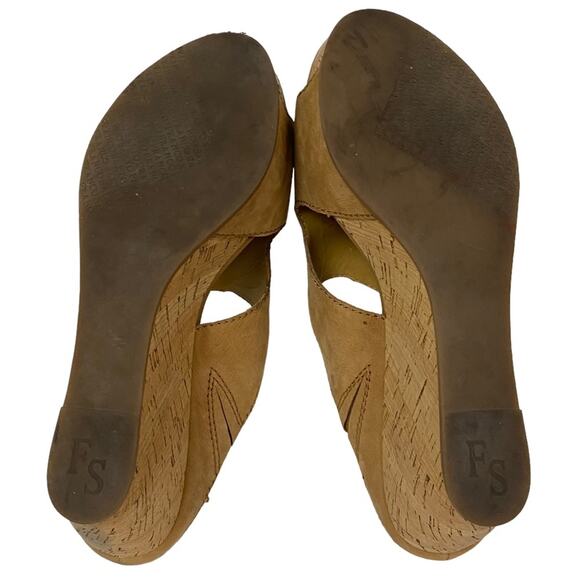 Franco Sarto Fiona Tan Leather Cork Platform Wedge Slip On Shoes Size 11 - Picture 9 of 13